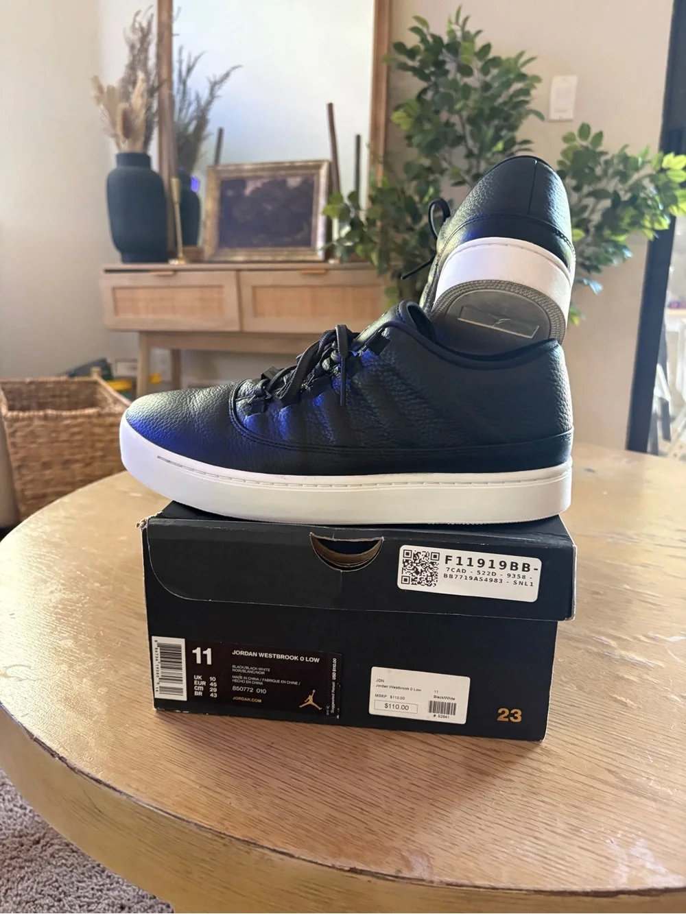 Jordan Westbrook 0 Low Men's Black Leather Sneakers